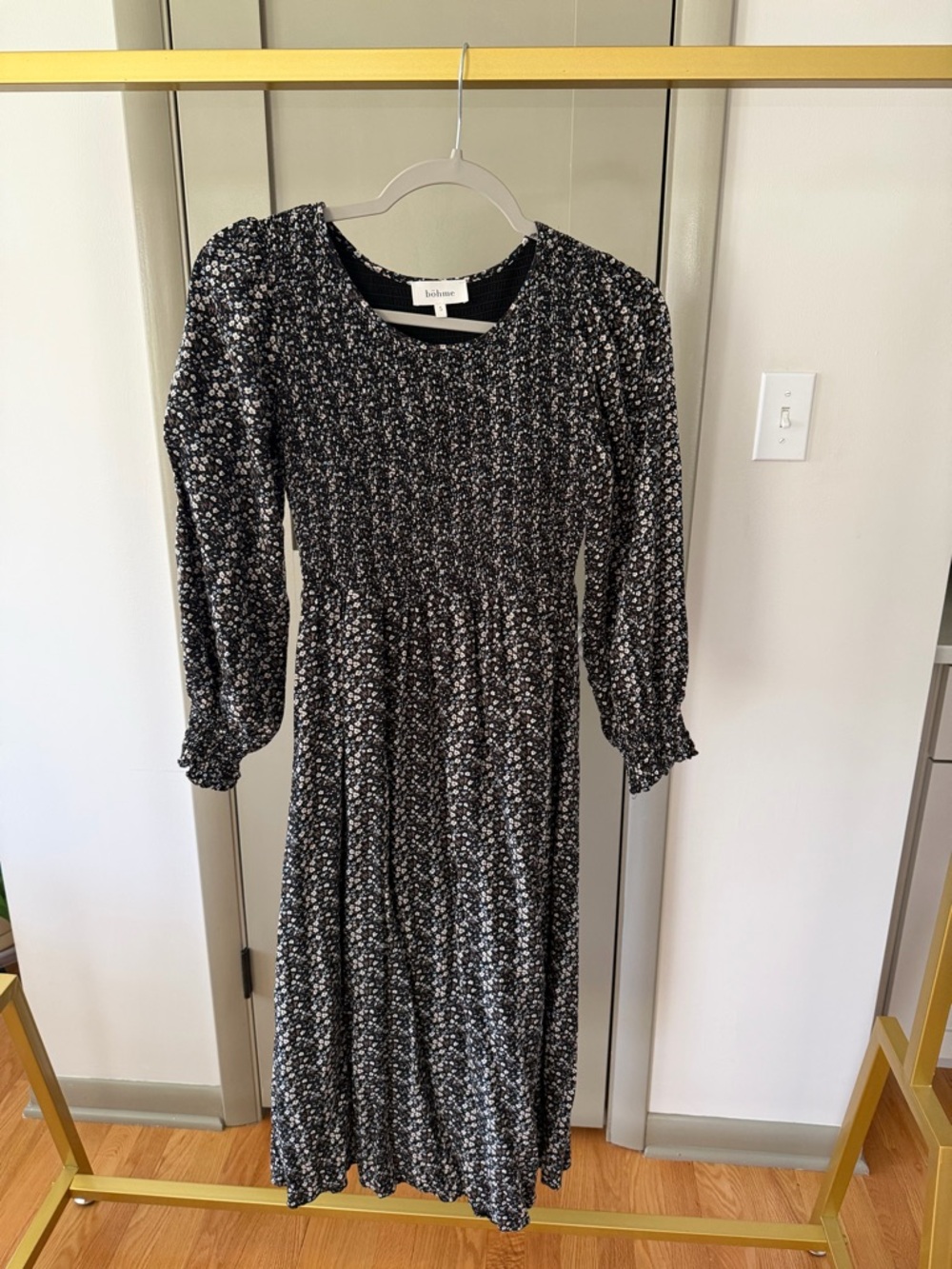 Bohme Gianna Floral Long-Sleeve Midi Dress